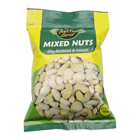 NUTTISH DRY ROAST & SALTED MIX/MACADEMIA NUTS 100G