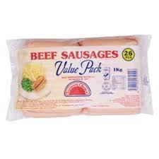 BEEF SAUSAGE 1KG V/PACK F/CHOICE
