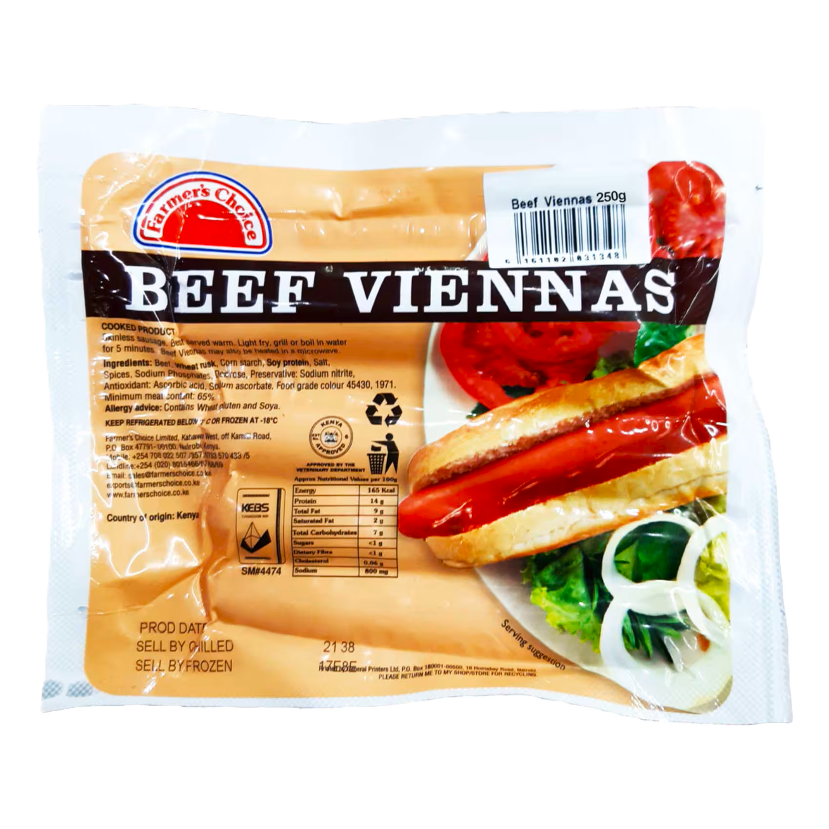 BEEF VIENNAS 250G F/CHOICE