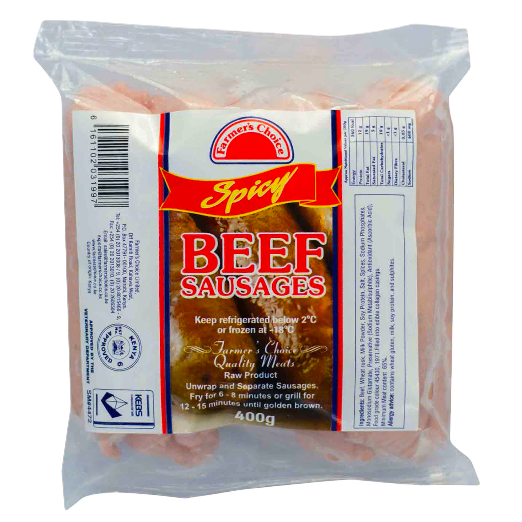 SPICY BEEF SAUSAGE 400G F/CHOICE