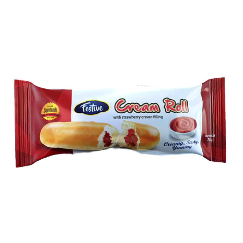FESTIVE CREAM ROLL 70G S/BERRY
