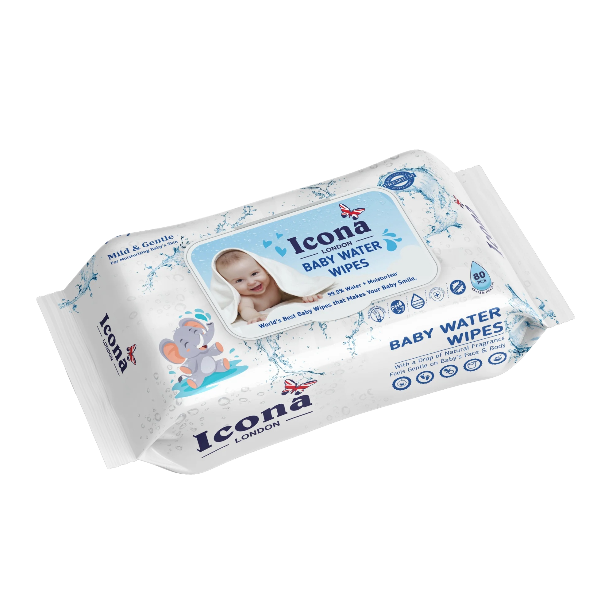 ICONA BABY WIPES MILD N GENTLE  80S