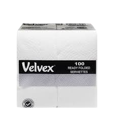 VELVEX FOLDED SERVIETTES 100S