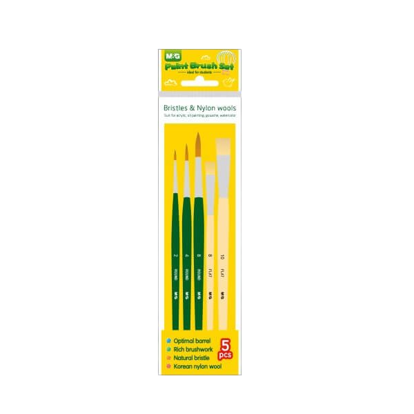 M&G PAINT BRUSH 5PC YEL/GRN ABH978B8