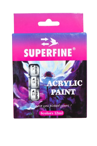 SUPERFINE ACRYLIC PAINT ECON 6COL 12ML